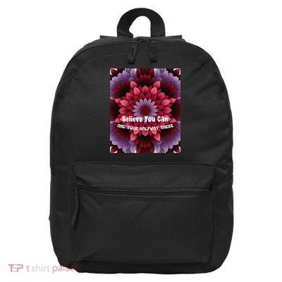 Floral Design With Motivational Quote  Believe You Can 16 in Basic Backpack