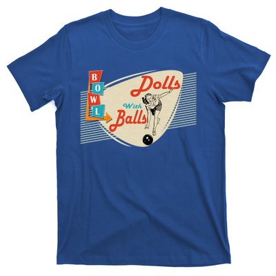 Funny Dolls With Balls Vintage Gift Funny Retro Matching Bowling Team Gift T-Shirt