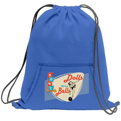 Funny Dolls With Balls Vintage Gift Funny Retro Matching Bowling Team Gift Sweatshirt Cinch Pack Bag