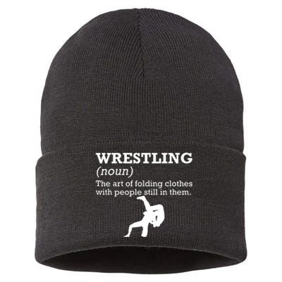 Funny Definition Wrestling Wrestler Sustainable Knit Beanie