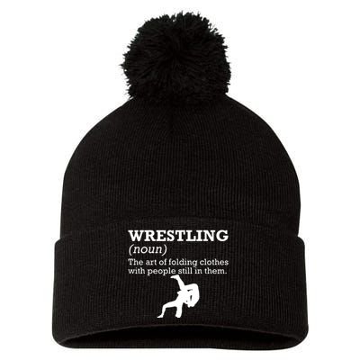 Funny Definition Wrestling Wrestler Pom Pom 12in Knit Beanie