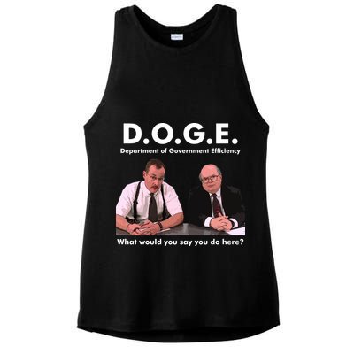 Funny D.O.G.E. What Would You Say You Do Here? Ladies PosiCharge Tri-Blend Wicking Tank
