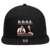Funny D.O.G.E. What Would You Say You Do Here? 7 Panel Mesh Trucker Snapback Hat