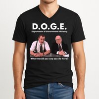 Funny D.O.G.E. What Would You Say You Do Here? V-Neck T-Shirt