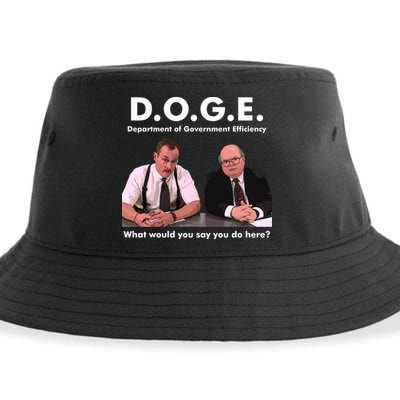 Funny D.O.G.E. What Would You Say You Do Here? Sustainable Bucket Hat