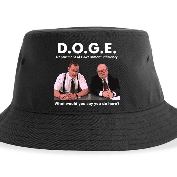 Funny D.O.G.E. What Would You Say You Do Here? Sustainable Bucket Hat