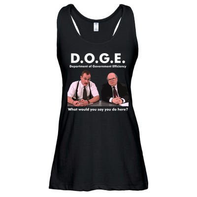 Funny D.O.G.E. What Would You Say You Do Here? Ladies Essential Flowy Tank