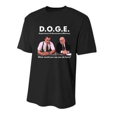 Funny D.O.G.E. What Would You Say You Do Here? Youth Performance Sprint T-Shirt