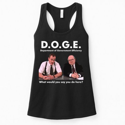 Funny D.O.G.E. What Would You Say You Do Here? Womens Tank Top