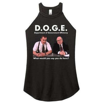 Funny D.O.G.E. What Would You Say You Do Here? Women's Perfect Tri Rocker Tank