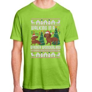 Funny Dachshund Walking In A Wiener Wonderland Family Pets Great Gift Adult ChromaSoft Performance T-Shirt