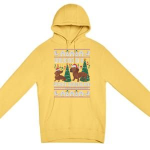 Funny Dachshund Walking In A Wiener Wonderland Family Pets Great Gift Premium Pullover Hoodie