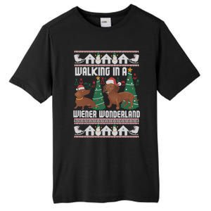 Funny Dachshund Walking In A Wiener Wonderland Family Pets Great Gift Tall Fusion ChromaSoft Performance T-Shirt