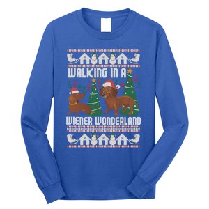 Funny Dachshund Walking In A Wiener Wonderland Family Pets Great Gift Long Sleeve Shirt