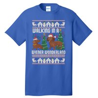 Funny Dachshund Walking In A Wiener Wonderland Family Pets Great Gift Tall T-Shirt