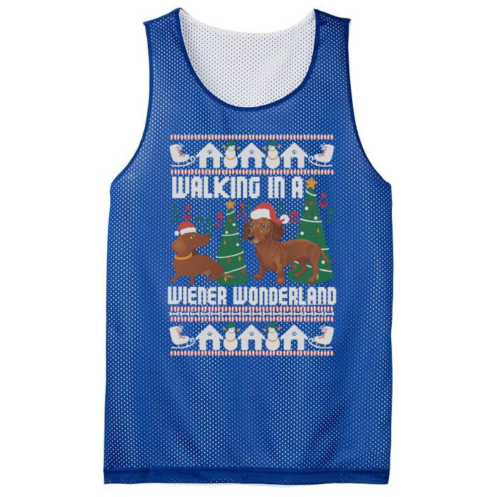 Funny Dachshund Walking In A Wiener Wonderland Family Pets Great Gift Mesh Reversible Basketball Jersey Tank