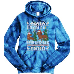 Funny Dachshund Walking In A Wiener Wonderland Family Pets Great Gift Tie Dye Hoodie