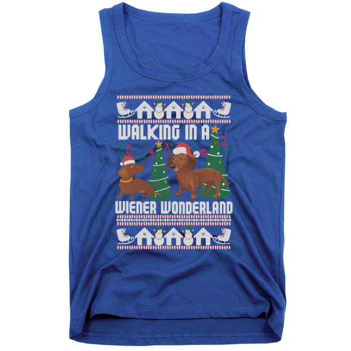 Funny Dachshund Walking In A Wiener Wonderland Family Pets Great Gift Tank Top