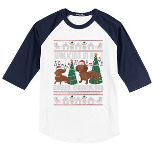 Funny Dachshund Walking In A Wiener Wonderland Family Pets Great Gift Baseball Sleeve Shirt