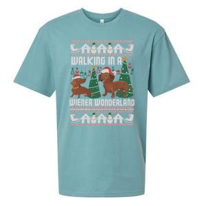 Funny Dachshund Walking In A Wiener Wonderland Family Pets Great Gift Sueded Cloud Jersey T-Shirt