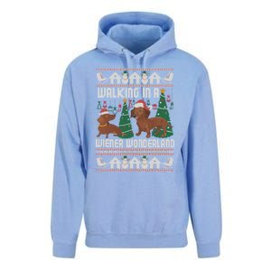 Funny Dachshund Walking In A Wiener Wonderland Family Pets Great Gift Unisex Surf Hoodie