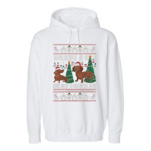 Funny Dachshund Walking In A Wiener Wonderland Family Pets Great Gift Garment-Dyed Fleece Hoodie