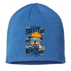 Funny Dog World Day For Safety And Health At Work 2024 Funny Gift Sustainable Beanie