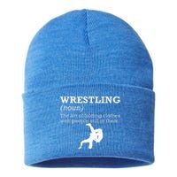 Funny Definition Wrestling Wrestler Sustainable Knit Beanie