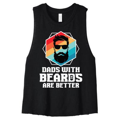 Funny Dads With Beards Are Better Dad Joke Fathers Day Women's Racerback Cropped Tank