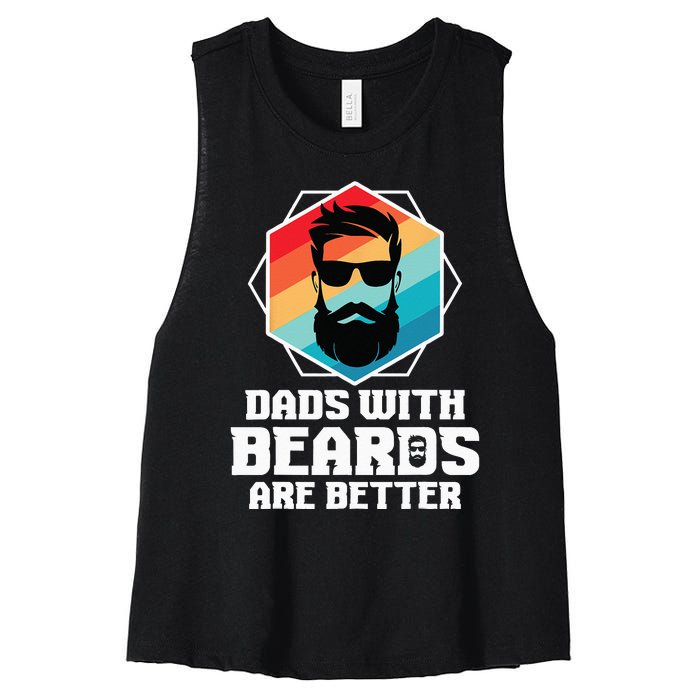 Funny Dads With Beards Are Better Dad Joke Fathers Day Women's Racerback Cropped Tank