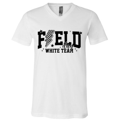 Field Day White Color Team Field Trip V-Neck T-Shirt