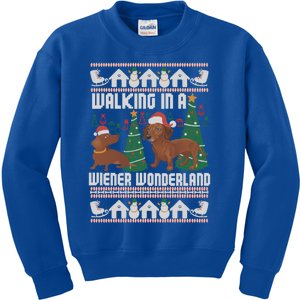 Funny Dachshund Walking In A Wiener Wonderland Family Pets Cool Gift Kids Sweatshirt