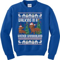 Funny Dachshund Walking In A Wiener Wonderland Family Pets Cool Gift Kids Sweatshirt