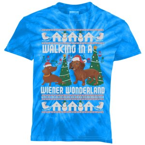 Funny Dachshund Walking In A Wiener Wonderland Family Pets Cool Gift Kids Tie-Dye T-Shirt