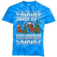 Funny Dachshund Walking In A Wiener Wonderland Family Pets Cool Gift Kids Tie-Dye T-Shirt