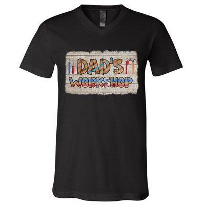Funny Dad's Workshop Dad Tools Father's Day V-Neck T-Shirt