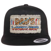 Funny Dad's Workshop Dad Tools Father's Day Flat Bill Trucker Hat