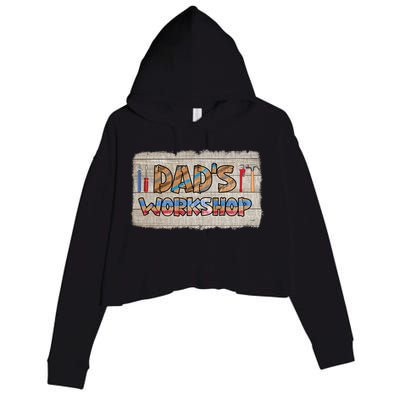 Funny Dad's Workshop Dad Tools Father's Day Crop Fleece Hoodie