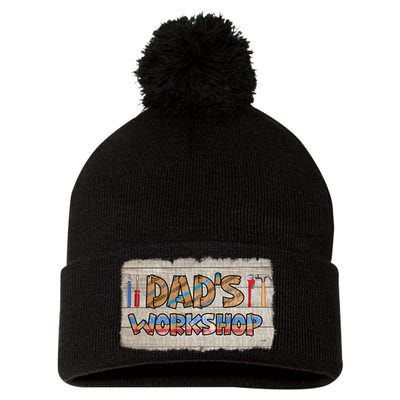 Funny Dad's Workshop Dad Tools Father's Day Pom Pom 12in Knit Beanie