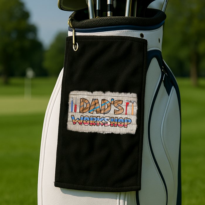 Funny Dad's Workshop Dad Tools Father's Day Golf Towel