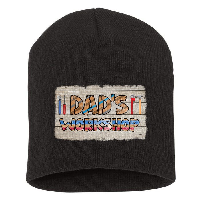 Funny Dad's Workshop Dad Tools Father's Day Short Acrylic Beanie