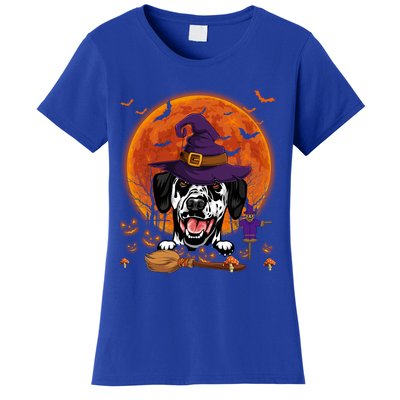 Funny Dalmatian With Halloween Pumpkin Scary Costume Gift Women's T-Shirt