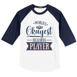 Father's Day World's Okayest Billiards Player Gift For Dad Baseball Sleeve Shirt