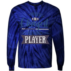 Father's Day World's Okayest Billiards Player Gift For Dad Tie-Dye Long Sleeve Shirt