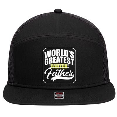 Funny Dad Worlds Greatest Farter Father Gift 7 Panel Mesh Trucker Snapback Hat