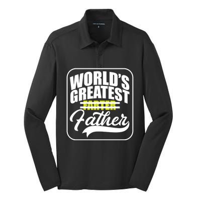 Funny Dad Worlds Greatest Farter Father Gift Silk Touch Performance Long Sleeve Polo