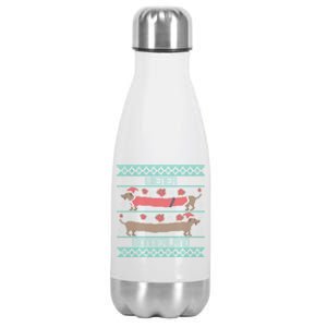 Funny Dachshund Wiener Weenie Dog Ugly Christmas Xmas Gift Stainless Steel Insulated Water Bottle