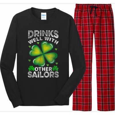 Funny Drinks Well With Other Sailors Shamrock Patricks Day Long Sleeve Pajama Set