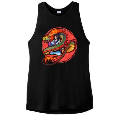 Fire Dragon Warrior Woman Ladies PosiCharge Tri-Blend Wicking Tank