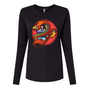 Fire Dragon Warrior Woman Womens Cotton Relaxed Long Sleeve T-Shirt